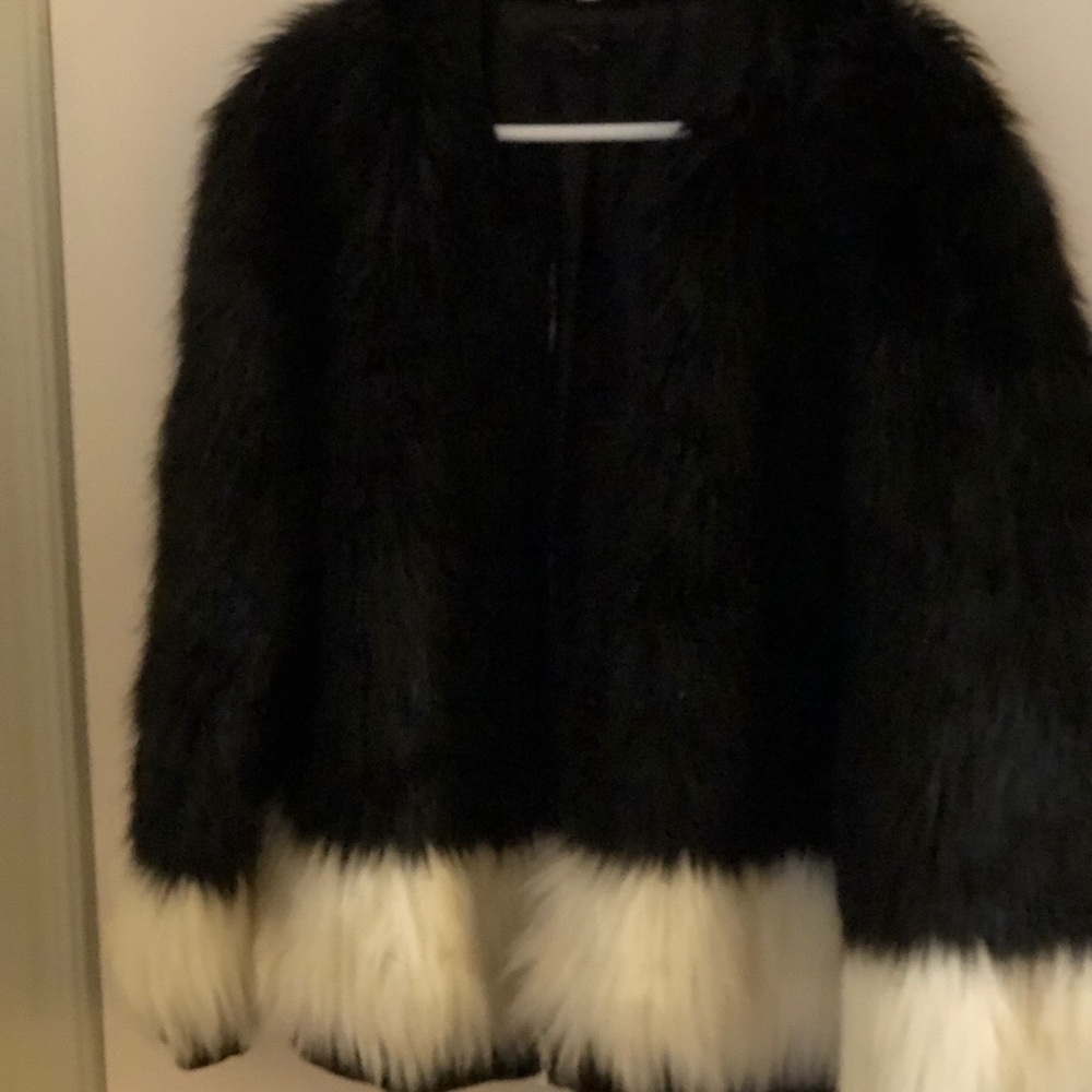 Black white shag coat